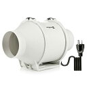 Hon&Guan ダクトファン 100mm 強力 省エネ 静音 【インボイス制度登録店】 ダクト用換気扇 塗装ブース用 家焼肉 中間取付 丸形タイプ 産業用換気扇 (HF-100P/φ100mm)