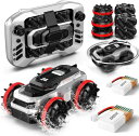 DEERC ラジコンカー おもちゃ ラジコン オールインワンデザイン 水陸両用 リモコンカー 4WD 回転360° 全方位走行 ドリフト特技 全地形対応 全身防水 携帯収納 車輪ベルト交換 操作時間50分間