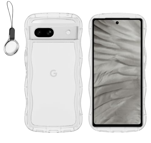 QAZWERT Google Pixel 8 ケース クリア ウェーブ ピクセル 8 ソフト TPU うねうね 透明 ケース マツと感 人気 韓国 耐衝撃 なみなみ カバー 滑り止め 薄型 軽量 おしゃれ 黄ばみなし アクスタが入る