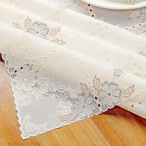 Jinchuan テーブルクロス ビニール 長方形 撥水 防水 白 オシャレ北欧風 田園風 薔薇 刺繍 レース エレガント フローラル 防塵 汚れ さっと拭き取り (80*137cm,タイプ2)