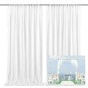 EMART 背景布 2点 背景カーテン 白い布 150x300cm 結婚式用 パーティー 記念撮影 飾り DIY シフォン生地 光沢感が良い しわ防止 シアー背景カーテン (ストラップ2点付き)