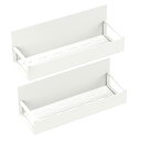 Toski マグネット 調味料ラック 2個セット 超強力 磁石ラック 壁掛け 水切り 約W29.5×D10×H10cm スパイスラック キッチン マグネット 収納 棚 冷蔵庫サイドラック 2段式 ホワイト