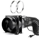 ダクト用換気扇 100mm, 119m3/h 塗装ブース用換気扇 中間取付 丸形タイプ 軽量 コンパクト 取り付け簡単 オン/オフボタンで、 ダクトホース、 ク...