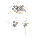 髪飾り 結婚式 ヘアアクセサリー ヘッドドレス 3点セット パール フラワー コーム Uピン ヘアピン かんざし ウェディング 着物 披露宴 二次会 卒業式 入...