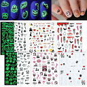 Chisafly ネイルシール ハロウィン パンプキン おばけ ゴースト コウモリ 蓄光 ネイルパーツ ハロウィーン ネイル用シール クモ スカル 6枚セット