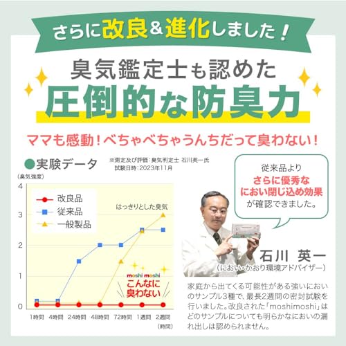 (ケラッタ) moshi moshi おむつ 防臭袋 臭わない袋 【マチ付きでおむつが2個入る】オムツ 消臭 (SSサイズ 210枚入)