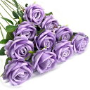 DECEED 造花 バラ ローズ 薔薇 10本セット 花束 バレンタインデー ブーケ 母の日 結婚式 誕生日 花径7cm×長さ51cm(ライトパープル)
