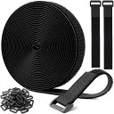 マジック結束バンド 6m+バックル 30個付き、結束テープ 荷締めベルト 固定ベルト 結束マジック 面ファスナー テープ 強力 耐熱 配線整理 自由にカット 繰り返し 荷物梱包 収納用テープ(黒色)