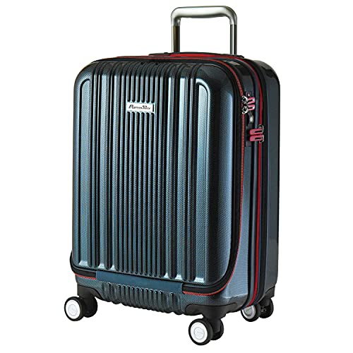 [プラスワン] ［ALPHA SKY］ スーツケース キャリーケース(S+/Mサイズ）S+サイズ 40～45L 49cm 機内持込 フロントオープン ストッパー HINOMOTO 静音キャスター 拡張機能 999-49SPEX(peacock CARBON)