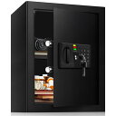 AltiKeep 金庫 家庭用 60L テンキー式 電子金庫 耐火書類バッグ付属 現金/宝石/貴重品 警報アラーム付き 壁に固定可能 仕切り板付き 31 x 3...