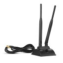 デュアルWiFiアンテナ、2m延長コードRP-SMAプラグ、2.4GHz / 5GHzデュアルバンドアンテナ磁気ベース、WiFi無線ルーターモバイルホットスポット信号を強化するために使用(2)
