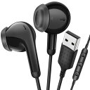 USB イヤホン 有線 PC パソコン用 イヤホン マイク付き ヘッドセットUSB 通話可能 音量調整可能 2.3M長 インナーイヤー型 テレワーク Web会議 ZOOM 在宅勤務 ゲーミング用 イヤフォン 対応デスク