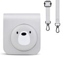 Rieibi 可愛いinstax mini12 ケース、Fujifilm instax mini 12ケース チェキ12ケース instax mini12 収納バッグ PUレザー チェキ保護ケース ショルダーストラップ付き くまちゃん しろくま 携帯便利 軽量 おし