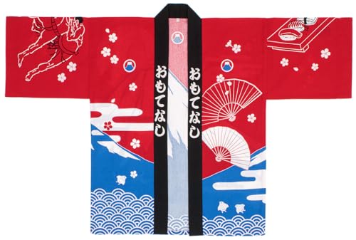 [SOUBIEN] ソウビエン 祭伴天 はっぴ 大人 法被 祭り レディース メンズ 日本柄 綿 赤
