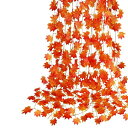 人工カエデの葉 人工紅葉 紅葉の造花 12本セット 30枚 2.4m ホーム結婚式暖炉パーティーのための人工紅葉ガーランド感謝祭 クリスマス 飾り 装飾 ライト ストリングライト カエデの葉 秋 デ