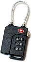 TSA 荷物ロック ワイヤー南京錠ブラック パスワードロック スーツケース キャビネット ツールケース (黒)