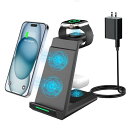 ADADPU 3in1 ワイヤレス急速充電器セット 20Wアダプター付属 3台同時充電 充電スタンド 置くだけ(15W/10W/7.5W) iPhone 16/15/14/13/12 seris・Galaxy S24/S23/S22・ 4/3/Pro/Pro 2・Apple Watch各機種対応(Qi/PSE認証) テ