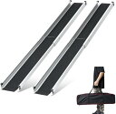 gardhom スライド式スロープ 車椅子用 伸縮調節可能 120-213CM、荷重272KG、玄関・階段・段差解消55CM、滑り止め付き 2本セット