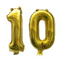 【LEISURE CLUB】誕生日 数字バルーン 数字1+0 10歳 40インチ ゴールド 風船 セット バースデー パーティー バースデー デコレーション セット きらきら風船 パーティー お祝い 結婚式 記念日 お
