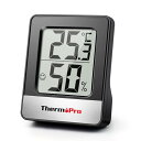 ThermoProサーモプロ 湿度計 温度計 温湿度計デジタル 湿度計室内 大画面 見やすい 顔マーク 壁掛け 卓上スタンド マグネット ブラックTP-49