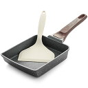 SENSARTE 卵焼き フライパン フライ返し付き 18cm*15cm 焦げ付かない IH対応 ガス火対応 PFOAフリー 握りやすい お手入れ簡単 軽量 ターナー付き グレー