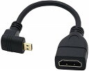 ハイスピードHDMI メス to Micro HDMI オス タイプD to タイプA 90°アングル L型 マイクロHDMI変換ケーブル 金メッキコネクタ搭載