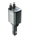 【巻き取り式・2本USB-C】JOYROOM 車載充電器 巻き取り式充電ケーブル 車 シガーソケット 69W【4台同時充電・超コンパクト設計】 カーチャージャー...