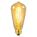 DiCUNO LED電球 E26口金 60W形相当 電球色 エジソン電球 6W 600lm 2700K フィラメント電球 茶色 レトロ 広配光 ST64 調光器非対応 1個入