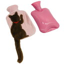 sac taske 湯たんぽ 猫 お湯 ゆたんぽ 冷え対策 防寒グッズ エコ 省エネ カバー付き (ブラウン)