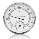 HttDog サウナ 温湿度計 温度計 湿度計 壁掛け式 防水 高精度 見やすい 変形しにくい アルミ合金製 室内 室外 湿度計付き温度計 (10~120°C /0%~100%)