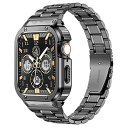 MioHHR ステンレススティール製バンド、ケース互換性 Apple Watch Bands 44/42mm,金属製保護バンパーカバー付き頑丈なストラップ iWatch シリーズ 6/5/4/SE/3/2/1 男性用.(スペースグレイ)