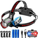 【液晶デジタル電力表示カラー夜光】ヘッドライト 強力 超高輝度 3000000ルーメン 明るい USB充電式 led 6つの照明モード センサー機能 釣り ヘッドランプ ヘルメットライト ズーム調節 120°角