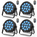 ZonQoonz 4個セット14LEDx6W ステージライト LED舞台照明 リモコン付き RGBW(赤 緑 青 白)多色変更 ディスコライト 音声制御 DMX512 4/8CH ストロボ ステージ照明 スポットライト DJ/卒業シーズン/結婚式
