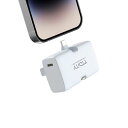 モバイルバッテリー 小型 軽量 5000mAh【i-Phone用/Type-Cコネクター内蔵・2.4A高出力・コードレス】急速充電 折り畳めるtype-c&iP...