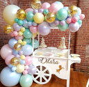 風船 マカロン バルーンセット 誕生日飾り付け 113点セット バルーンアーチ ゴールド紙吹雪風船 マカロン風船 風船アクセサリー付け 結婚式 記念日 誕生日 二次会 子供会 お祝い パーティー
