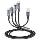 4 in 1 充電ケーブル 急速充電 USB Type-C/USB Type-C/IP/Micro 1本4役 4台同時充電 USB充電ケーブル 高速データ転送 高耐久ナイロン編み タイプC ケーブル タイプC ケーブル 多機種対応 1.2M ブラック