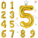 MAEXUS バルーン 数字 誕生日 風船 バースデー 飾り 40インチ 大きい ナンバー 5 の誕生日バルーン バースデーバルーン 王冠付き バースデー パーティー デコレーション セット 結婚式 パーテ