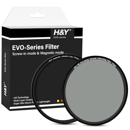 H&Y PLフィルター 77mm HD EVO CPL フィルターキット エボ サーキュラーPL フィルター マグネット式 ねじ込み式両対応 反射調整 偏光度99.9% 高平面度 薄枠 帯電防止 防汚 撥水 防傷 EPL77