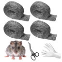 Cynrikah 侵入防止 防鼠金網, 5cm*20m ねずみ対策 コウモリ撃退グッズ 太字メッシュ直径 ナメクジ こうもり ヘビ ネズミ(4巻)