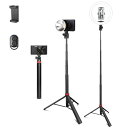 Hemmotop ライトスタンド コンパクト 40cm-190cm 5段伸縮 リングライト/ledライト/投光器に適用 gopro 三脚 一脚 180°回転 1/4ネジ付き gopro, DJI Osmo Pocket 3, Action 5 Pro, Insta 360, スマホ に対応 Blutoothリモ