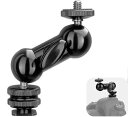 シューマウント アダプタ付き ダブル ボールヘッド 1/4インチ ネジ 360°回転 マジックアーム 固定 延長アダプター ロックナット付き 自由雲台 カメラ ...