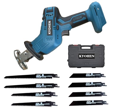 電動ノコギリ 充電式レシプロソー 18V 電動のこぎり-Kyohen マキタ18Vバッテリー互換対応 コードレス電気鋸 対応 BL1830 BL1840 BL1850 BL1850B BL1860 BL1860B（充電器とバッテリーなし）