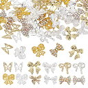 SUPERFINDINGS 6種 2色 72個入り ネイルパーツ 3D ネイルアートジュエリーパーツ 蝶々 ネイルデコレーション デコパーツ 立体 蝶結び 蝶 ネイルデコパーツ ハンドメイド 手芸 クラフト DIY 素材 収