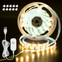 LEDテープライト ストリップ ライト イルミネーションライト 無段階調光 led テープライト 電球色 防水 人感 明暗 センサー付き 間接照明 正面発光 切...