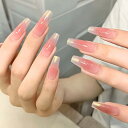 COLORBIRD ネイルチップ ロング 24枚 ピンク ネイル 付け爪 チップ 短め 可愛い バレリーナ (R607)