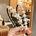 MOMI カチューシャ フラワーリボン カチューシャ キッズ ヘッドドレス キッズ 子供 パール 髪飾り 子供 カチューシャ 写真撮影 卒業式 入学式 記念撮影 (2個入り)