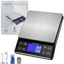 DIHAKARI 大型 キッチンスケール 0.1g単位 はかり デジタル 計量器 50g校正分銅付き 5kg クッキング計り USB充電式 電子秤 表面防水 測り フック穴付き 量り 料理 調理 お菓子作り 黒い