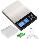 BOMATA(ボマタ) はかり デジタル キッチン 0.01g単位 最大計量600g USB充電可能 コンパクト 風袋引き 計数機能 ステンレス鋼 計量器 スケール 測り 【料理 お菓子 宝石 粉】B604C 黒…