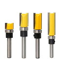 MEDUSHASHA トリマー ビット ストレートビット 4種セット 6.35mmシャンク超硬ルータービット ベアリング トリマー 工具 トリマー ビット木工用 切削工具 戸板彫刻