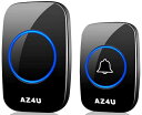 AZ4U ワイヤレスチャイム インターホン 電池式 ドアベルキット 工事不要 防水 玄関 介護 呼び出し 60種類のメロディ 4段階音量調整 ブラック
